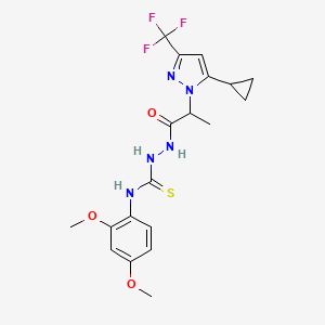 2-{2-[5-cyclopropyl-3-(trifluoromethyl)-1H-pyrazol-1-yl]propanoyl}-N-(2,4-dimethoxyphenyl)hydrazinecarbothioamide