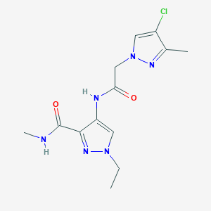 molecular formula C13H17ClN6O2 B4365191 4-{[(4-chloro-3-methyl-1H-pyrazol-1-yl)acetyl]amino}-1-ethyl-N-methyl-1H-pyrazole-3-carboxamide 