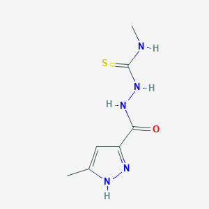 molecular formula C7H11N5OS B4365201 N-methyl-2-[(5-methyl-1H-pyrazol-3-yl)carbonyl]hydrazinecarbothioamide 