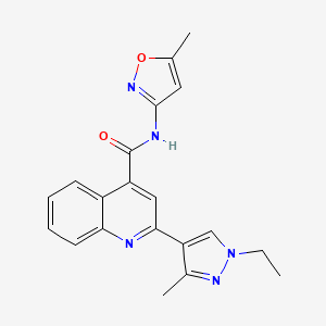 molecular formula C20H19N5O2 B4365212 2-(1-ethyl-3-methyl-1H-pyrazol-4-yl)-N-(5-methyl-3-isoxazolyl)-4-quinolinecarboxamide 