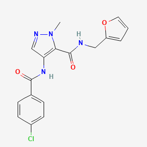 molecular formula C17H15ClN4O3 B4365245 4-[(4-chlorobenzoyl)amino]-N-(2-furylmethyl)-1-methyl-1H-pyrazole-5-carboxamide CAS No. 1005584-77-9