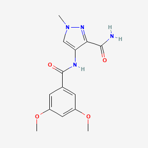 molecular formula C14H16N4O4 B4365256 4-[(3,5-dimethoxybenzoyl)amino]-1-methyl-1H-pyrazole-3-carboxamide 