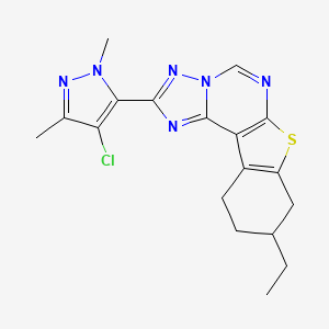 molecular formula C18H19ClN6S B4365264 2-(4-chloro-1,3-dimethyl-1H-pyrazol-5-yl)-9-ethyl-8,9,10,11-tetrahydro[1]benzothieno[3,2-e][1,2,4]triazolo[1,5-c]pyrimidine 
