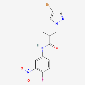 molecular formula C13H12BrFN4O3 B4365314 3-(4-bromo-1H-pyrazol-1-yl)-N-(4-fluoro-3-nitrophenyl)-2-methylpropanamide 