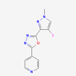 4-[5-(4-iodo-1-methyl-1H-pyrazol-3-yl)-1,3,4-oxadiazol-2-yl]pyridine