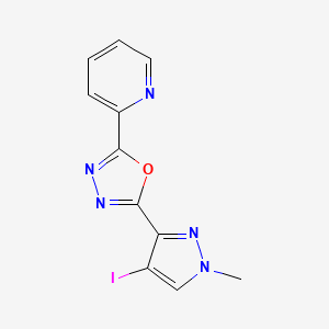 molecular formula C11H8IN5O B4365372 2-[5-(4-iodo-1-methyl-1H-pyrazol-3-yl)-1,3,4-oxadiazol-2-yl]pyridine 