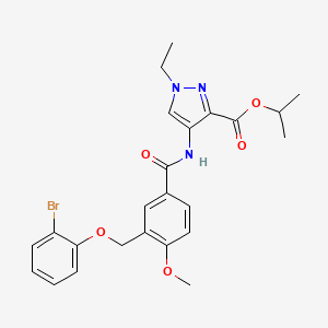 molecular formula C24H26BrN3O5 B4365388 isopropyl 4-({3-[(2-bromophenoxy)methyl]-4-methoxybenzoyl}amino)-1-ethyl-1H-pyrazole-3-carboxylate 