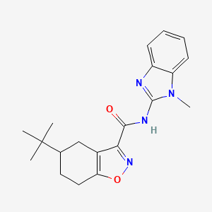 molecular formula C20H24N4O2 B4365395 5-tert-butyl-N-(1-methyl-1H-benzimidazol-2-yl)-4,5,6,7-tetrahydro-1,2-benzisoxazole-3-carboxamide 