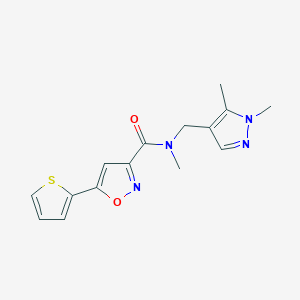 molecular formula C15H16N4O2S B4365403 N-[(1,5-dimethyl-1H-pyrazol-4-yl)methyl]-N-methyl-5-(2-thienyl)-3-isoxazolecarboxamide 