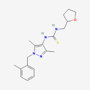 molecular formula C19H26N4OS B4365408 N-[3,5-dimethyl-1-(2-methylbenzyl)-1H-pyrazol-4-yl]-N'-(tetrahydro-2-furanylmethyl)thiourea 