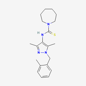 molecular formula C20H28N4S B4365411 N-[3,5-dimethyl-1-(2-methylbenzyl)-1H-pyrazol-4-yl]-1-azepanecarbothioamide 