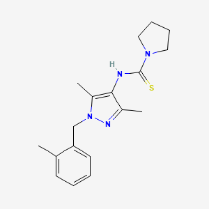 molecular formula C18H24N4S B4365419 N-[3,5-dimethyl-1-(2-methylbenzyl)-1H-pyrazol-4-yl]-1-pyrrolidinecarbothioamide 