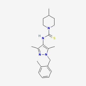 molecular formula C20H28N4S B4365424 N-[3,5-dimethyl-1-(2-methylbenzyl)-1H-pyrazol-4-yl]-4-methyl-1-piperidinecarbothioamide 