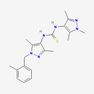 molecular formula C20H26N6S B4365441 N-[3,5-dimethyl-1-(2-methylbenzyl)-1H-pyrazol-4-yl]-N'-(1,3,5-trimethyl-1H-pyrazol-4-yl)thiourea 