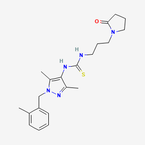 molecular formula C21H29N5OS B4365447 N-[3,5-dimethyl-1-(2-methylbenzyl)-1H-pyrazol-4-yl]-N'-[3-(2-oxo-1-pyrrolidinyl)propyl]thiourea 