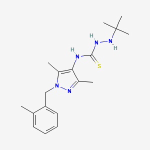 molecular formula C18H27N5S B4365458 2-tert-butyl-N-[3,5-dimethyl-1-(2-methylbenzyl)-1H-pyrazol-4-yl]hydrazinecarbothioamide 