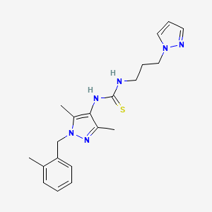 molecular formula C20H26N6S B4365485 N-[3,5-dimethyl-1-(2-methylbenzyl)-1H-pyrazol-4-yl]-N'-[3-(1H-pyrazol-1-yl)propyl]thiourea 