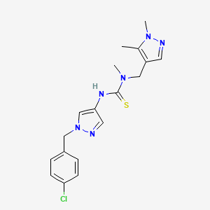 molecular formula C18H21ClN6S B4365487 N'-[1-(4-chlorobenzyl)-1H-pyrazol-4-yl]-N-[(1,5-dimethyl-1H-pyrazol-4-yl)methyl]-N-methylthiourea 