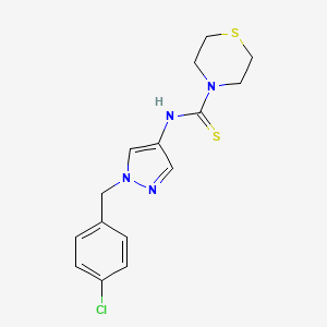 molecular formula C15H17ClN4S2 B4365492 N-[1-(4-chlorobenzyl)-1H-pyrazol-4-yl]-4-thiomorpholinecarbothioamide 