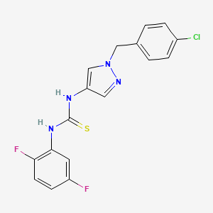 molecular formula C17H13ClF2N4S B4365494 N-[1-(4-chlorobenzyl)-1H-pyrazol-4-yl]-N'-(2,5-difluorophenyl)thiourea 