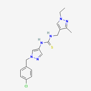 molecular formula C18H21ClN6S B4365503 N-[1-(4-chlorobenzyl)-1H-pyrazol-4-yl]-N'-[(1-ethyl-3-methyl-1H-pyrazol-4-yl)methyl]thiourea 