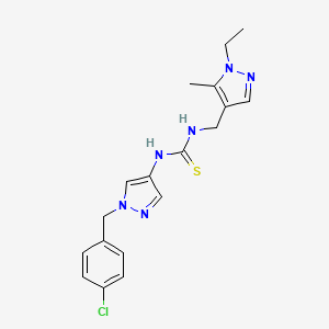 molecular formula C18H21ClN6S B4365508 N-[1-(4-chlorobenzyl)-1H-pyrazol-4-yl]-N'-[(1-ethyl-5-methyl-1H-pyrazol-4-yl)methyl]thiourea 