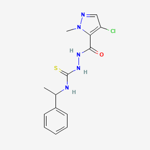 molecular formula C14H16ClN5OS B4365519 2-[(4-chloro-1-methyl-1H-pyrazol-5-yl)carbonyl]-N-(1-phenylethyl)hydrazinecarbothioamide 