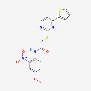 molecular formula C17H14N4O4S2 B4365547 N-(4-methoxy-2-nitrophenyl)-2-{[4-(2-thienyl)-2-pyrimidinyl]thio}acetamide 
