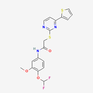 molecular formula C18H15F2N3O3S2 B4365560 N-[4-(difluoromethoxy)-3-methoxyphenyl]-2-{[4-(2-thienyl)-2-pyrimidinyl]thio}acetamide 