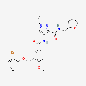 molecular formula C26H25BrN4O5 B4365567 4-({3-[(2-bromophenoxy)methyl]-4-methoxybenzoyl}amino)-1-ethyl-N-(2-furylmethyl)-1H-pyrazole-3-carboxamide 