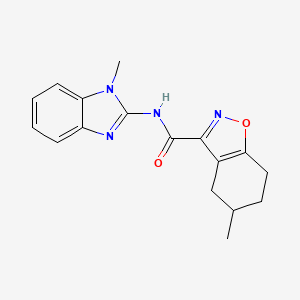 molecular formula C17H18N4O2 B4365581 5-methyl-N-(1-methyl-1H-benzimidazol-2-yl)-4,5,6,7-tetrahydro-1,2-benzisoxazole-3-carboxamide 