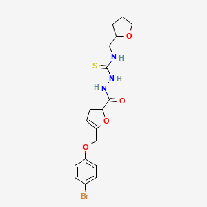 molecular formula C18H20BrN3O4S B4365607 2-{5-[(4-bromophenoxy)methyl]-2-furoyl}-N-(tetrahydro-2-furanylmethyl)hydrazinecarbothioamide 