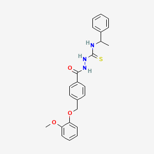 molecular formula C24H25N3O3S B4365616 2-{4-[(2-methoxyphenoxy)methyl]benzoyl}-N-(1-phenylethyl)hydrazinecarbothioamide 