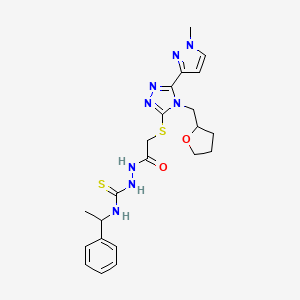 2-({[5-(1-methyl-1H-pyrazol-3-yl)-4-(tetrahydro-2-furanylmethyl)-4H-1,2,4-triazol-3-yl]thio}acetyl)-N-(1-phenylethyl)hydrazinecarbothioamide