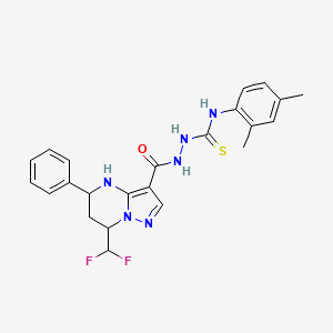 molecular formula C23H24F2N6OS B4365652 2-{[7-(difluoromethyl)-5-phenyl-4,5,6,7-tetrahydropyrazolo[1,5-a]pyrimidin-3-yl]carbonyl}-N-(2,4-dimethylphenyl)hydrazinecarbothioamide 