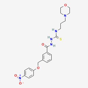 molecular formula C22H27N5O5S B4365660 N-[3-(4-morpholinyl)propyl]-2-{3-[(4-nitrophenoxy)methyl]benzoyl}hydrazinecarbothioamide 