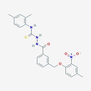 molecular formula C24H24N4O4S B4365676 N-(2,4-dimethylphenyl)-2-{3-[(4-methyl-2-nitrophenoxy)methyl]benzoyl}hydrazinecarbothioamide 