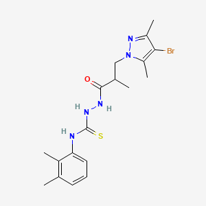 molecular formula C18H24BrN5OS B4365709 2-[3-(4-bromo-3,5-dimethyl-1H-pyrazol-1-yl)-2-methylpropanoyl]-N-(2,3-dimethylphenyl)hydrazinecarbothioamide 