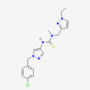 molecular formula C18H21ClN6S B4365738 N'-[1-(4-chlorobenzyl)-1H-pyrazol-4-yl]-N-[(1-ethyl-1H-pyrazol-3-yl)methyl]-N-methylthiourea 