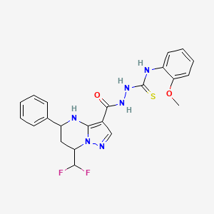 molecular formula C22H22F2N6O2S B4365745 2-{[7-(difluoromethyl)-5-phenyl-4,5,6,7-tetrahydropyrazolo[1,5-a]pyrimidin-3-yl]carbonyl}-N-(2-methoxyphenyl)hydrazinecarbothioamide 