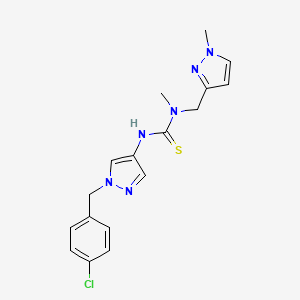 molecular formula C17H19ClN6S B4365750 N'-[1-(4-chlorobenzyl)-1H-pyrazol-4-yl]-N-methyl-N-[(1-methyl-1H-pyrazol-3-yl)methyl]thiourea 