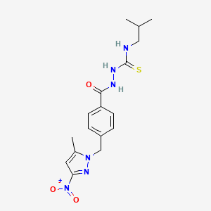 molecular formula C17H22N6O3S B4365769 N-isobutyl-2-{4-[(5-methyl-3-nitro-1H-pyrazol-1-yl)methyl]benzoyl}hydrazinecarbothioamide 