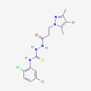 molecular formula C15H16BrCl2N5OS B4365796 2-[3-(4-bromo-3,5-dimethyl-1H-pyrazol-1-yl)propanoyl]-N-(2,5-dichlorophenyl)hydrazinecarbothioamide 