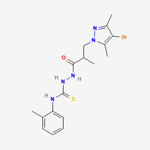 molecular formula C17H22BrN5OS B4365800 2-[3-(4-bromo-3,5-dimethyl-1H-pyrazol-1-yl)-2-methylpropanoyl]-N-(2-methylphenyl)hydrazinecarbothioamide 