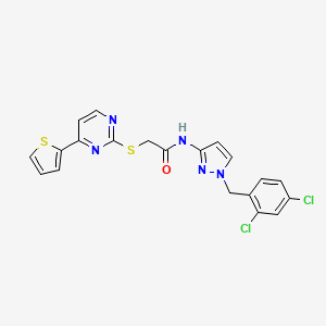 molecular formula C20H15Cl2N5OS2 B4365851 N-[1-(2,4-dichlorobenzyl)-1H-pyrazol-3-yl]-2-{[4-(2-thienyl)-2-pyrimidinyl]thio}acetamide 