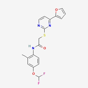 molecular formula C18H15F2N3O3S B4365857 N-[4-(difluoromethoxy)-2-methylphenyl]-2-{[4-(2-furyl)-2-pyrimidinyl]thio}acetamide 