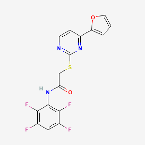 molecular formula C16H9F4N3O2S B4365862 2-{[4-(2-furyl)-2-pyrimidinyl]thio}-N-(2,3,5,6-tetrafluorophenyl)acetamide 