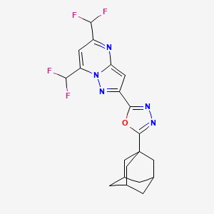 molecular formula C20H19F4N5O B4365913 2-[5-(1-adamantyl)-1,3,4-oxadiazol-2-yl]-5,7-bis(difluoromethyl)pyrazolo[1,5-a]pyrimidine 