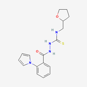 molecular formula C17H20N4O2S B4365924 2-[2-(1H-pyrrol-1-yl)benzoyl]-N-(tetrahydro-2-furanylmethyl)hydrazinecarbothioamide 