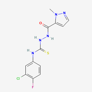 molecular formula C12H11ClFN5OS B4365938 N-(3-chloro-4-fluorophenyl)-2-[(1-methyl-1H-pyrazol-5-yl)carbonyl]hydrazinecarbothioamide 